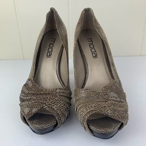 SALE | Moda Spana Brown Faux Snakeskin Heel- 8